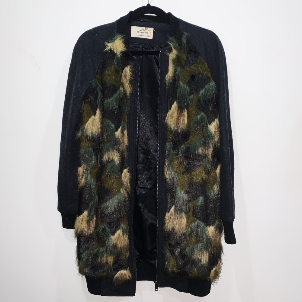 Faux fur midi length jacket GOOD condition UK 8